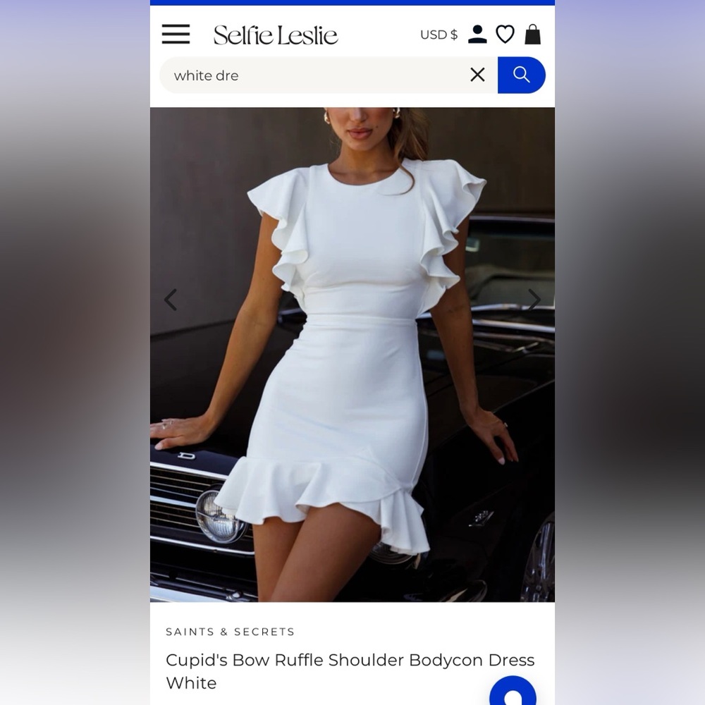 Selfie Leslie White Ruffle Mini Dress